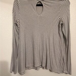 American Eagle Outfitters Black and White Striped Long Sleeve Top